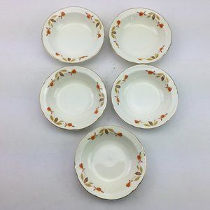 Autumnware Vintage Hall China Autumn Leaf Mary Dunbar Dessert Bowl Set Dish 5.5"